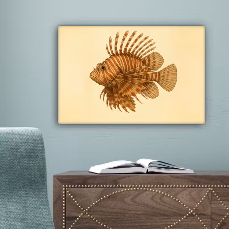 Strepen - Vis - Rond - Stekels canvas 2cm klein -sfeer4
