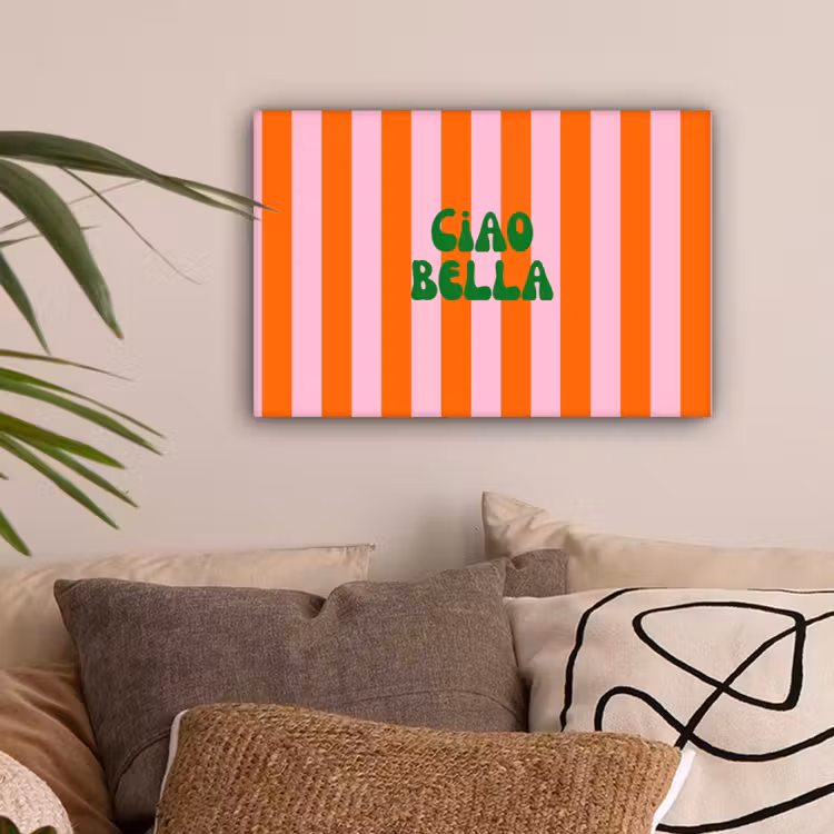 Strepen - Oranje - Verticaal - Ciao bella canvas 2cm klein -sfeer1