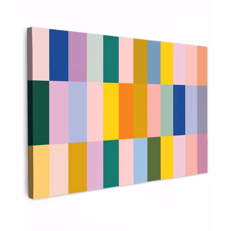 Stroken - Blauw - Patroon - Abstract canvas 2cm klein -z3d