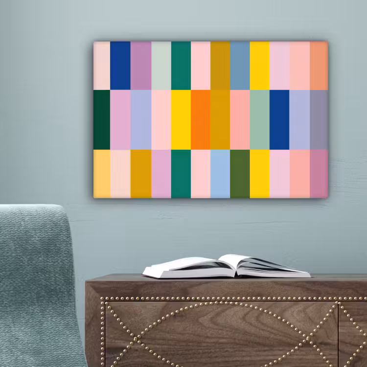 Stroken - Blauw - Patroon - Abstract canvas 2cm klein -sfeer4