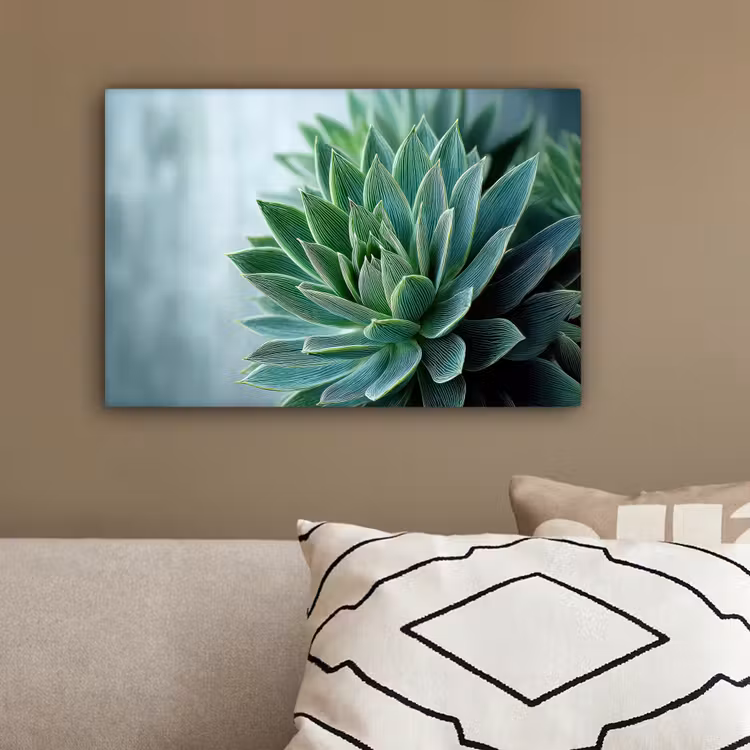 Vetplant - Bladeren - Groen - Wazig canvas 2cm klein -sfeer3