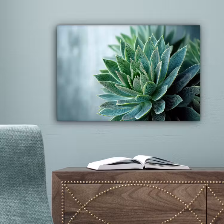 Vetplant - Bladeren - Groen - Wazig canvas 2cm klein -sfeer4