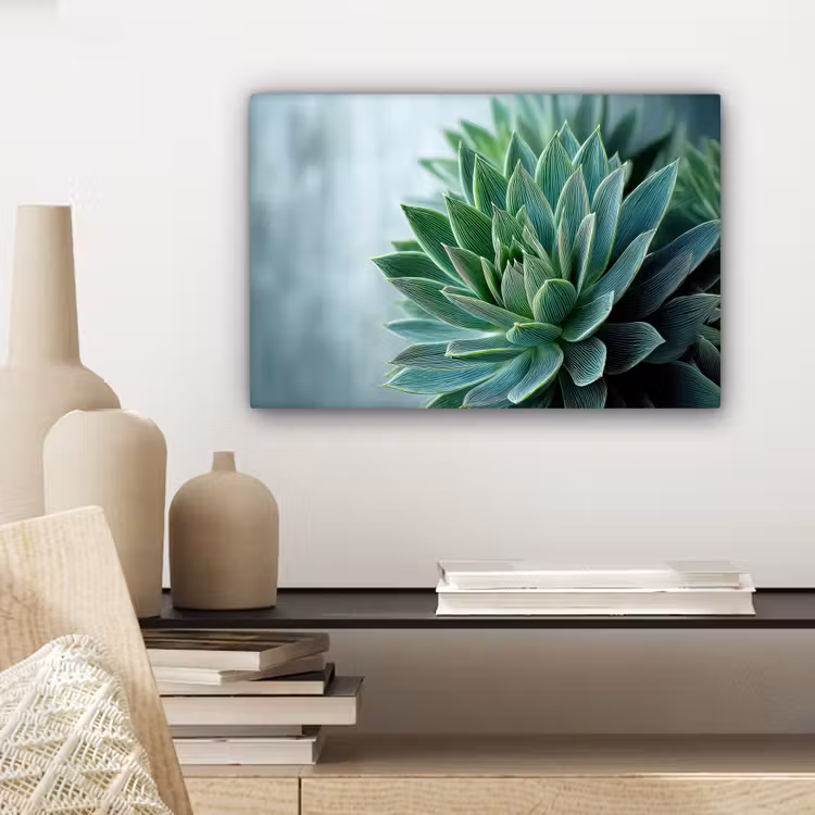 Vetplant - Bladeren - Groen - Wazig canvas 2cm klein -sfeer6