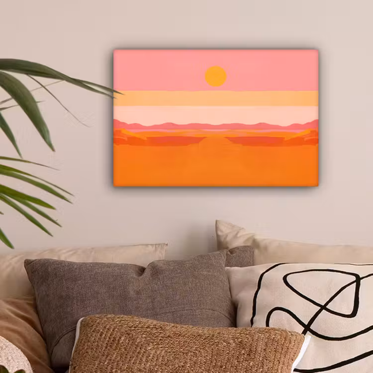 Zon - Abstract - Landschap - Oranje canvas 2cm klein -sfeer1