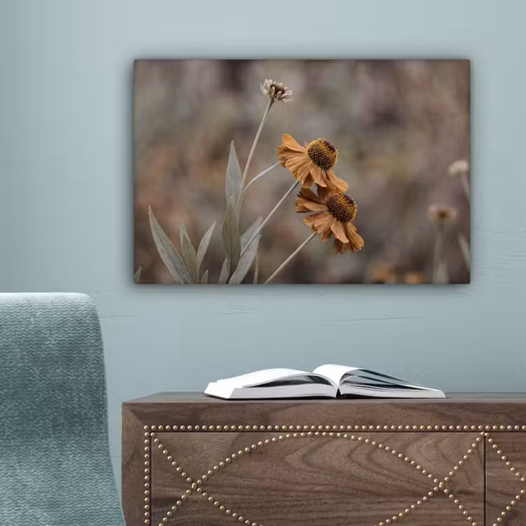 Zonnehoed - Droogbloemen - Geel - Warm canvas 2cm klein -sfeer4