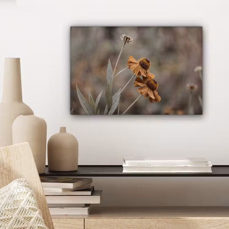 Zonnehoed - Droogbloemen - Geel - Warm canvas 2cm klein -sfeer6