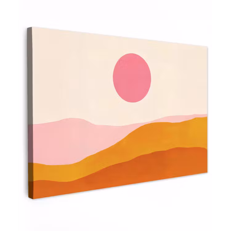 Zon - Heuvels - Abstract - Roze canvas 2cm klein -z3d