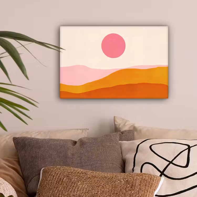 Zon - Heuvels - Abstract - Roze canvas 2cm klein -sfeer1