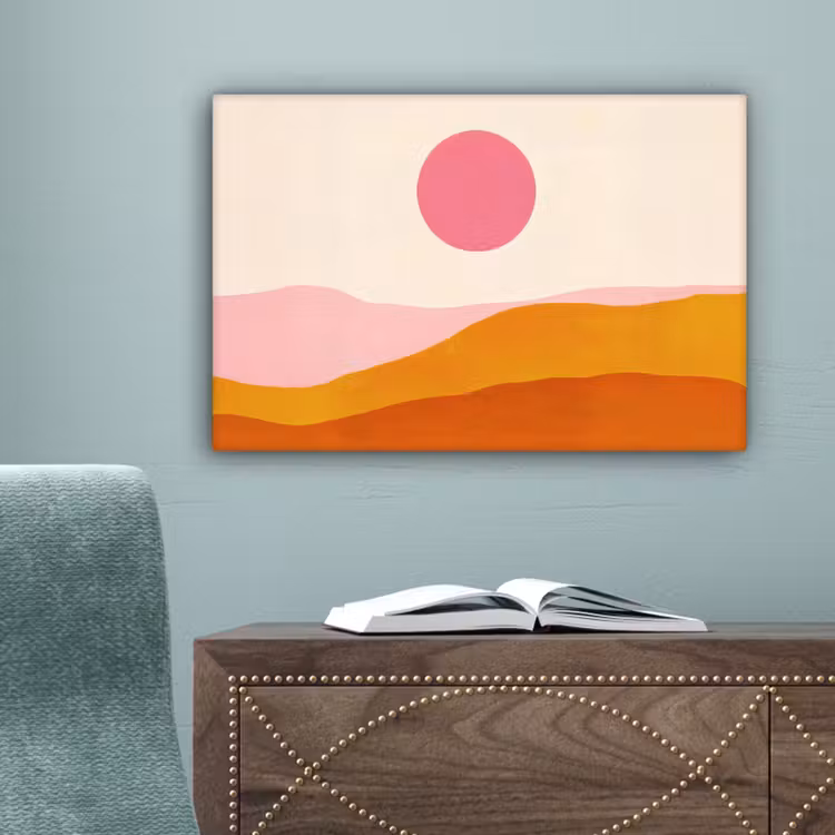 Zon - Heuvels - Abstract - Roze canvas 2cm klein -sfeer4