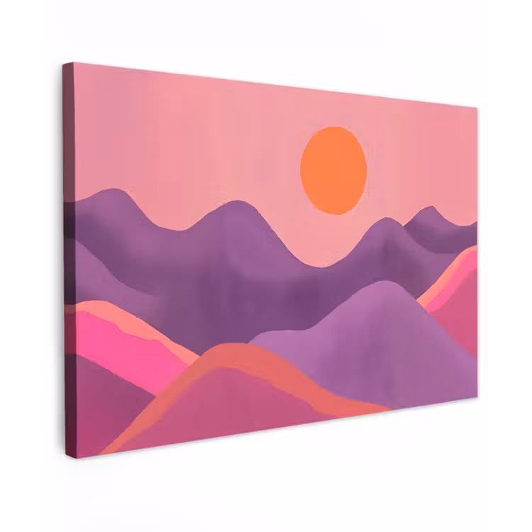 Zon - Heuvels - Paars - Abstract canvas 2cm klein -z3d