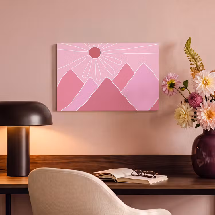 Zon - Bergen - Natuur - Abstract - Roze canvas 2cm klein -sfeer4
