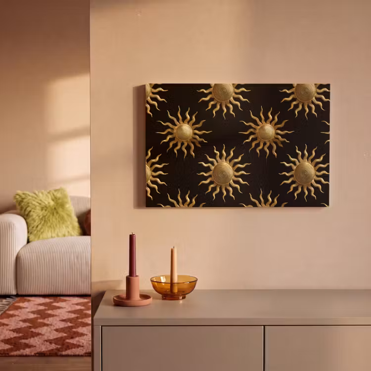 Zon - Patroon - Luxe - Goud - Zwart canvas 2cm klein 34 -sfeer1