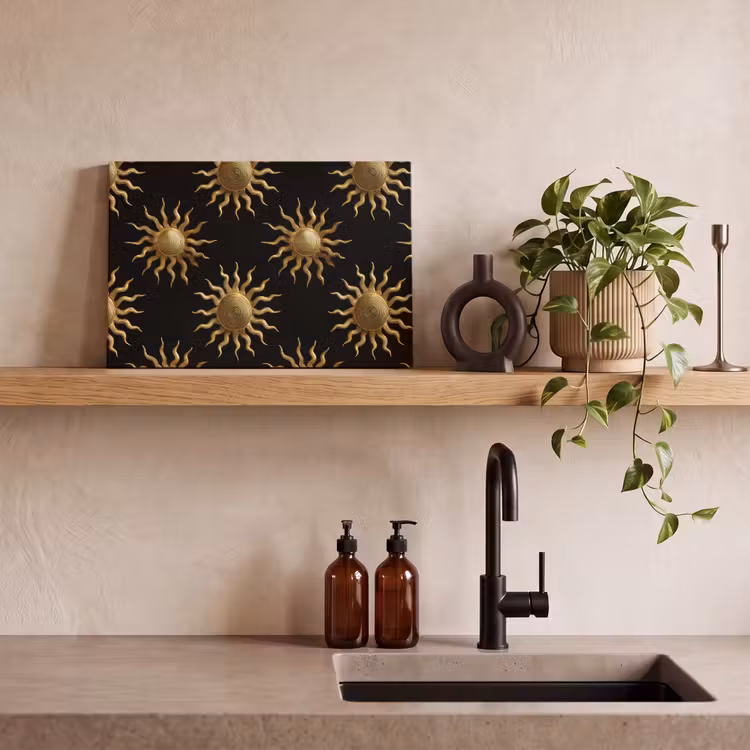 Zon - Patroon - Luxe - Goud - Zwart canvas 2cm klein 34 -sfeer3