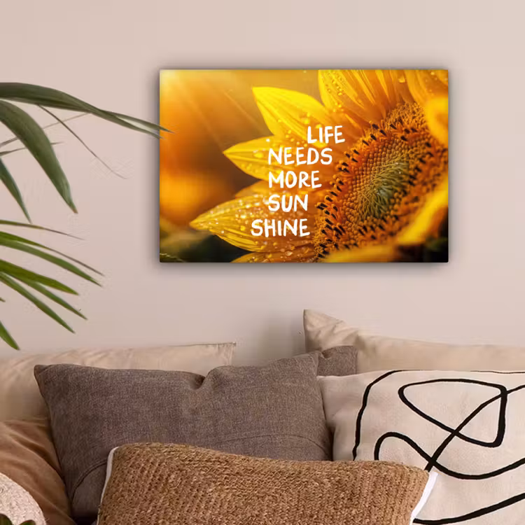 Zonnebloem - Close up - Geel - Quote canvas 2cm klein -sfeer1