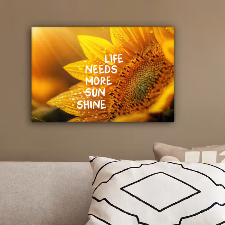 Zonnebloem - Close up - Geel - Quote canvas 2cm klein -sfeer3