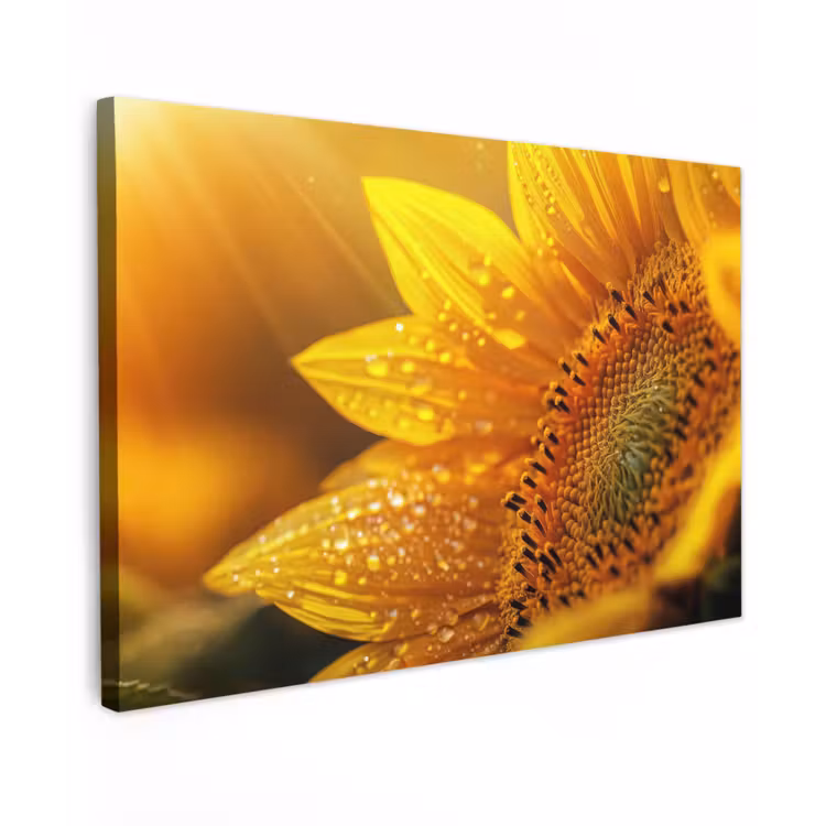 Zonnebloem - Dauwdruppels - Geel - Zonlicht canvas 2cm klein -z3d