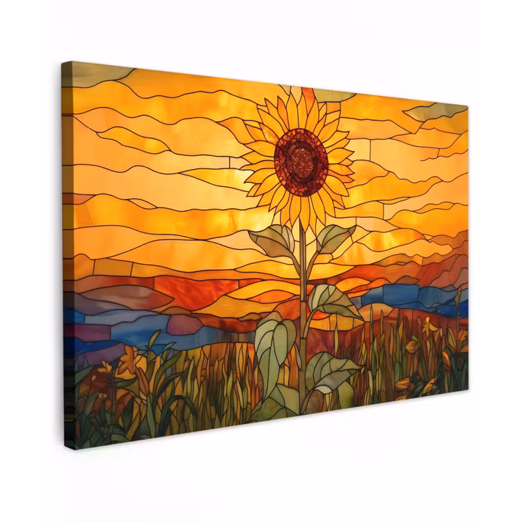 Zonnebloem - Mozaïek - Zonsondergang - Geel canvas 2cm klein -z3d