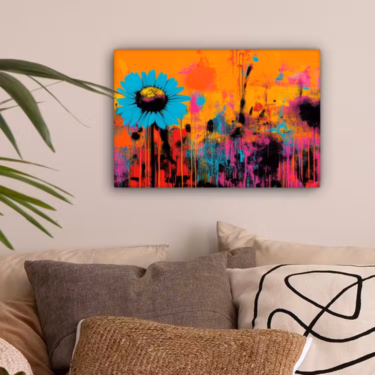 Zonnebloemen - Abstract - Oranje canvas 2cm klein -sfeer1