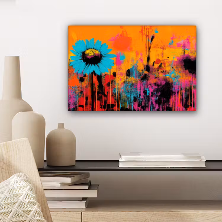 Zonnebloemen - Abstract - Oranje canvas 2cm klein -sfeer6