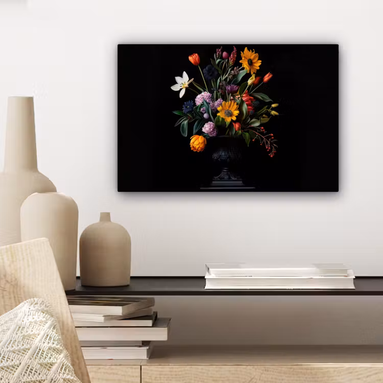 Zonnebloemen - Boeket - Kleurrijk canvas 2cm klein -sfeer6