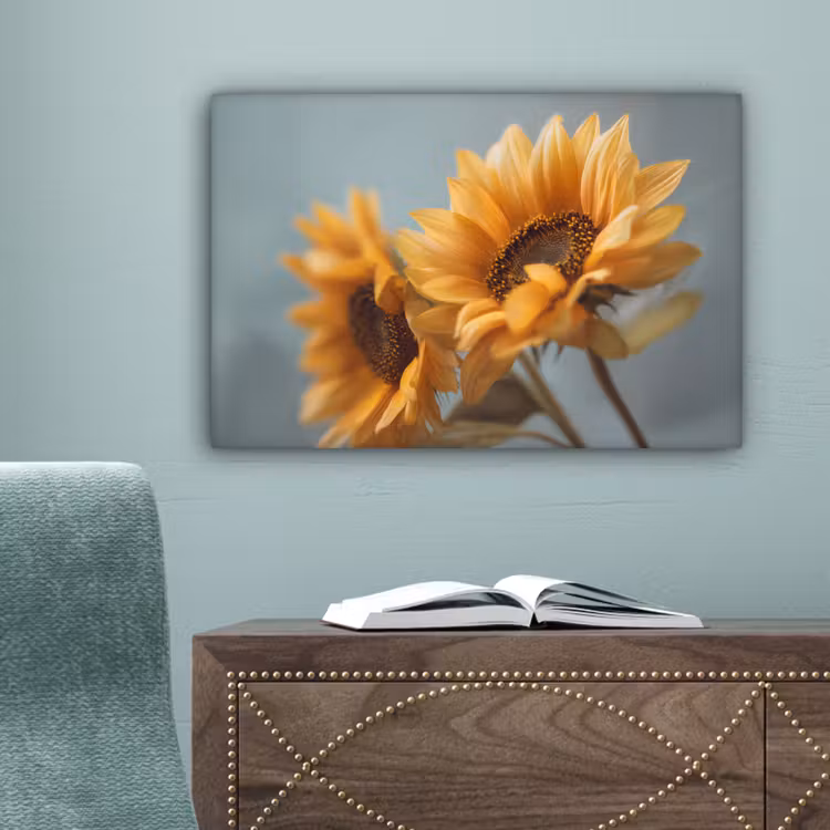 Zonnebloemen - Geel - Wazig canvas 2cm klein -sfeer4