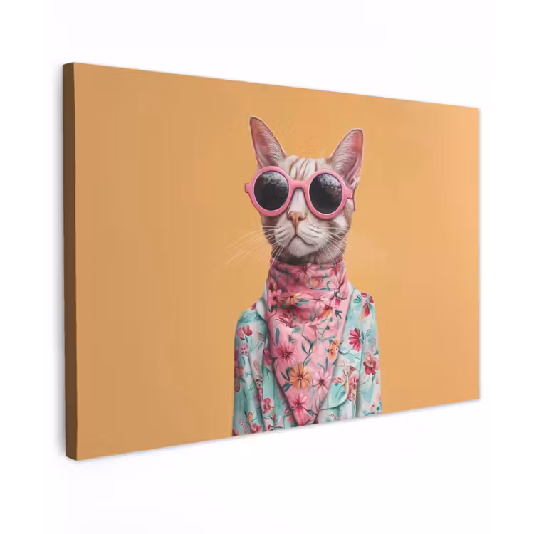 Zonnebril - Kat - Sjaal - Bloemen canvas 2cm klein -z3d