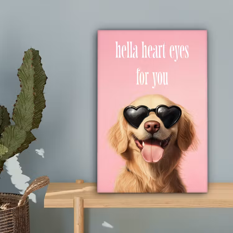Zonnebril - Hartjes - Hond - Valentijn canvas 2cm klein -sfeer4