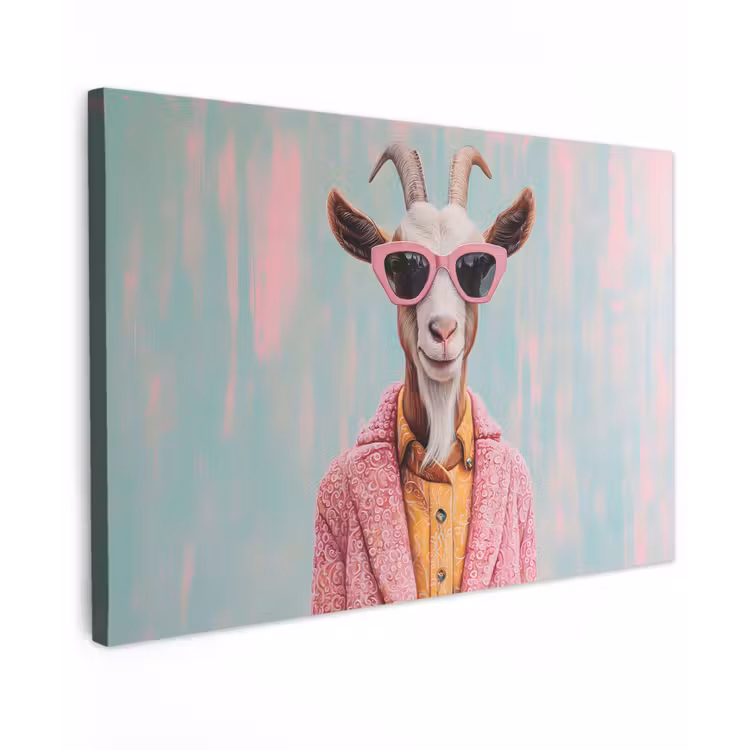 Zonnebril - Roze - Geit - Horen canvas 2cm klein -z3d