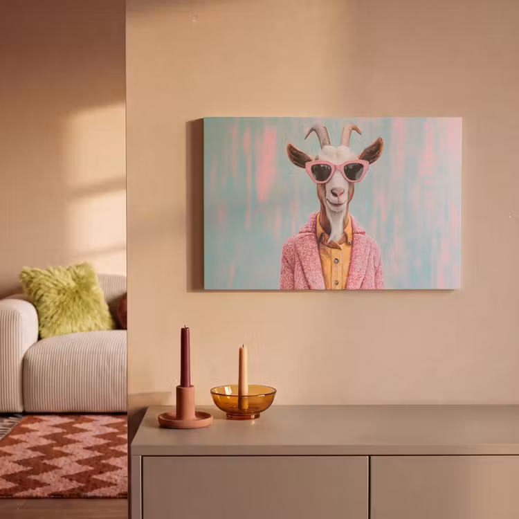 Zonnebril - Roze - Geit - Horen canvas 2cm klein -sfeer1