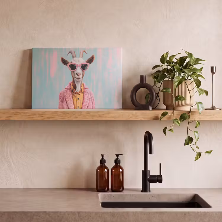 Zonnebril - Roze - Geit - Horen canvas 2cm klein -sfeer3