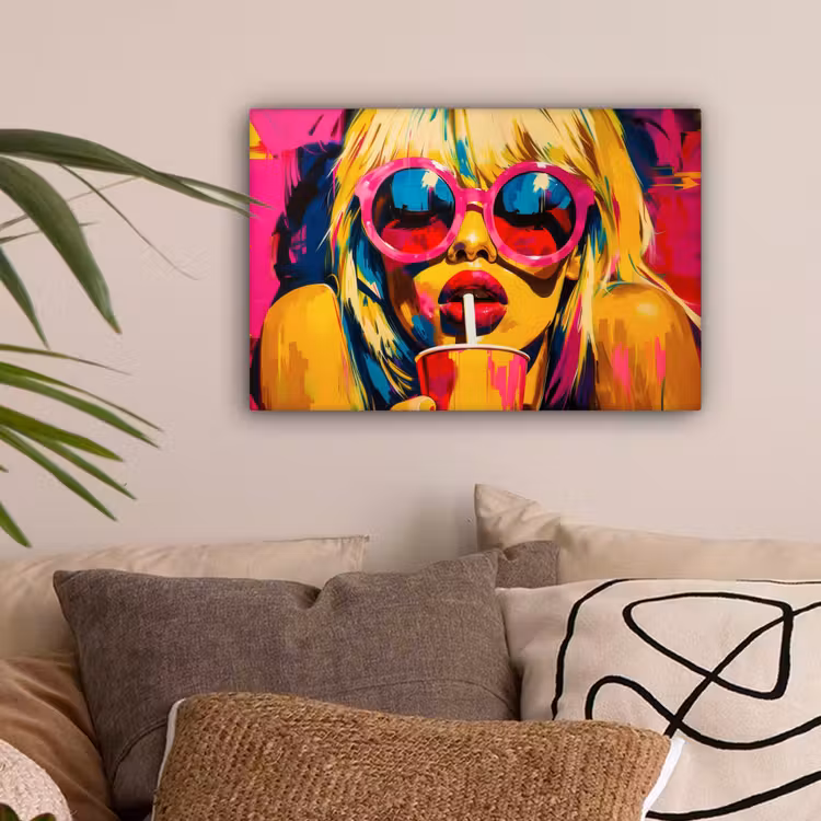 Zonnebril - Roze - Vrouw - Rietje canvas 2cm klein -sfeer1