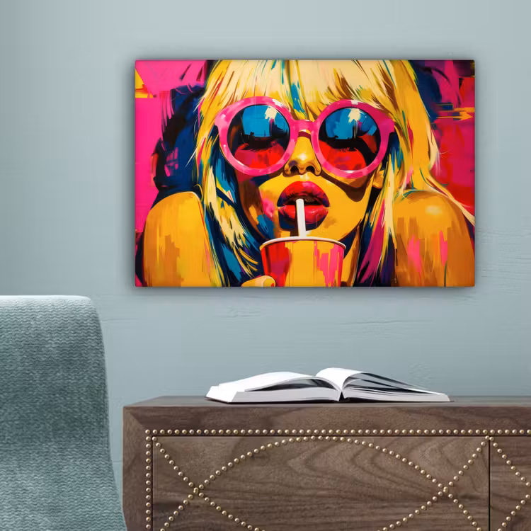 Zonnebril - Roze - Vrouw - Rietje canvas 2cm klein -sfeer4