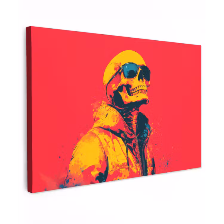 Zonnebril - Schedel - Jas - Rood canvas 2cm klein -z3d