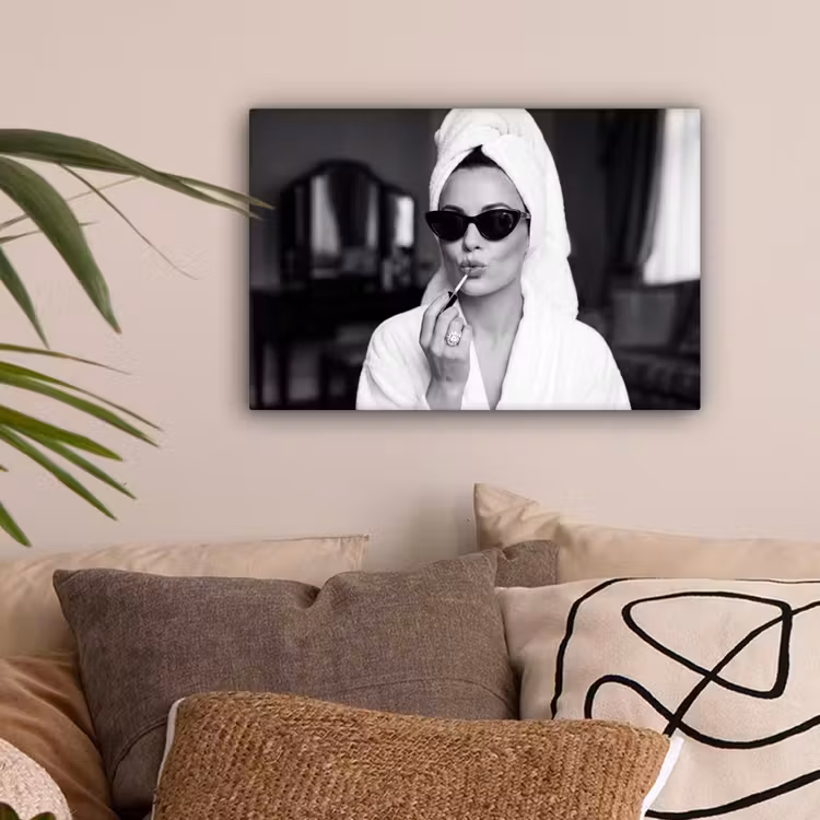 Zonnebril - Vrouw - Zwart - Wit canvas 2cm klein -sfeer1