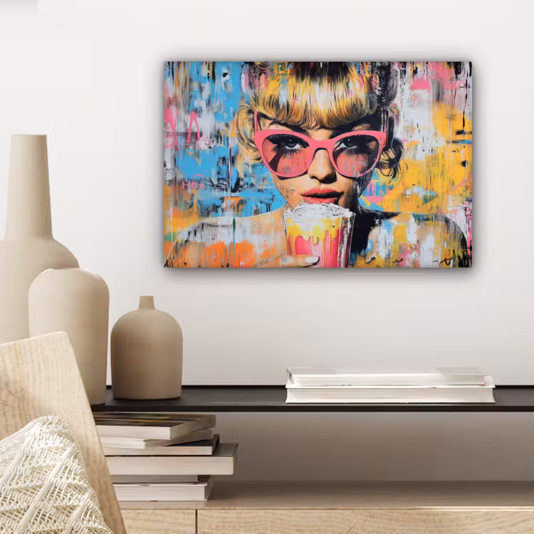 Zonnebril - Vrouw - Kleurrijk - Verfspetters canvas 2cm klein -sfeer6