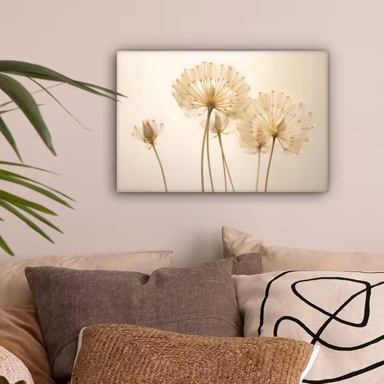 Zonlicht - Paardenbloem - Botanisch - Bloemen canvas 2cm klein -sfeer1