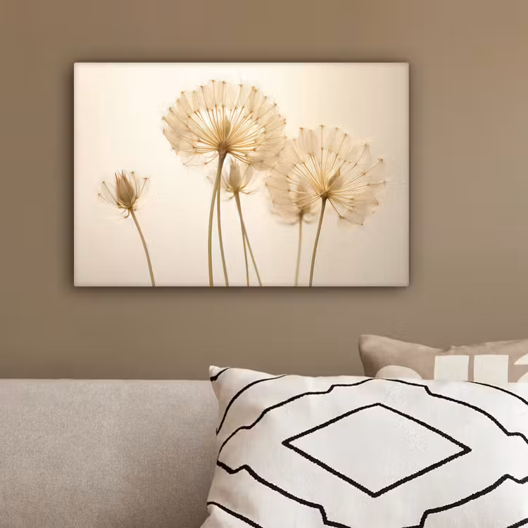 Zonlicht - Paardenbloem - Botanisch - Bloemen canvas 2cm klein -sfeer3