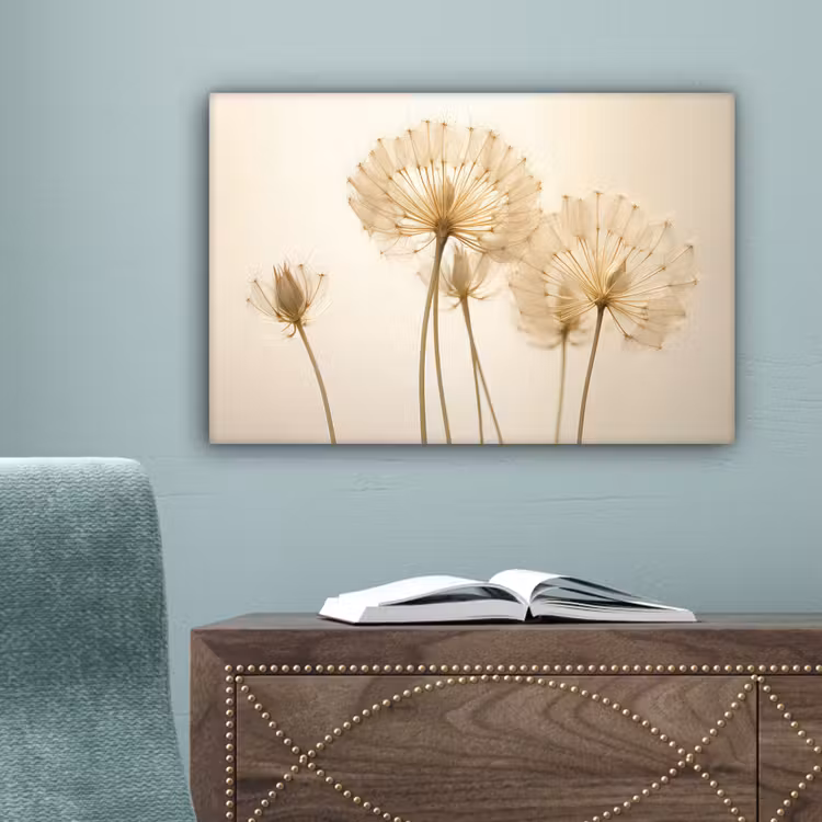 Zonlicht - Paardenbloem - Botanisch - Bloemen canvas 2cm klein -sfeer4