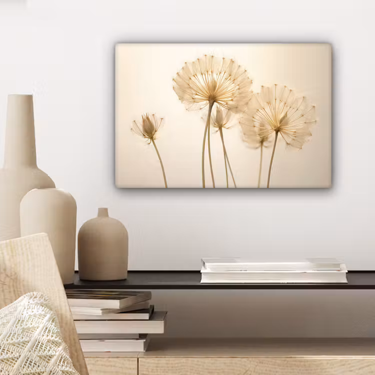 Zonlicht - Paardenbloem - Botanisch - Bloemen canvas 2cm klein -sfeer6