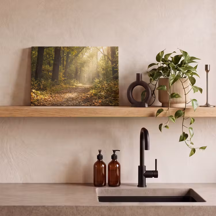 Zonlicht - Bospad - Bomen canvas 2cm klein -sfeer3