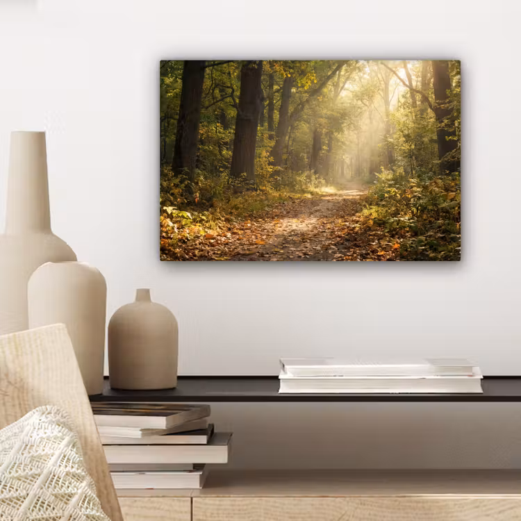 Zonlicht - Bospad - Bomen canvas 2cm klein -sfeer6
