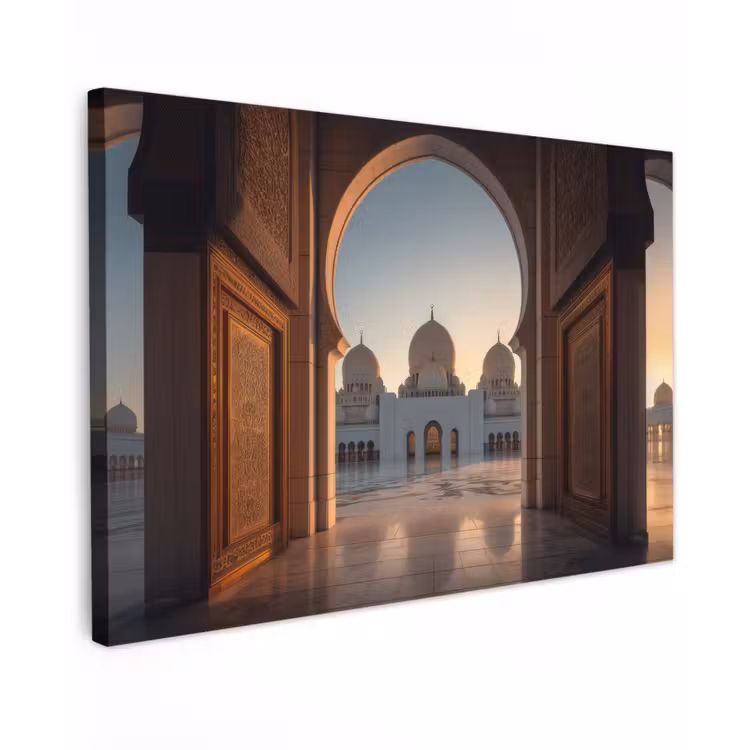 Zonsopkomst - Witte koepels - Marmer plein canvas 2cm klein -z3d