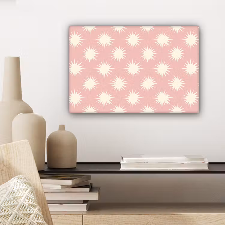 Zonnen - Patroon - Roze canvas 2cm klein 34 -sfeer6