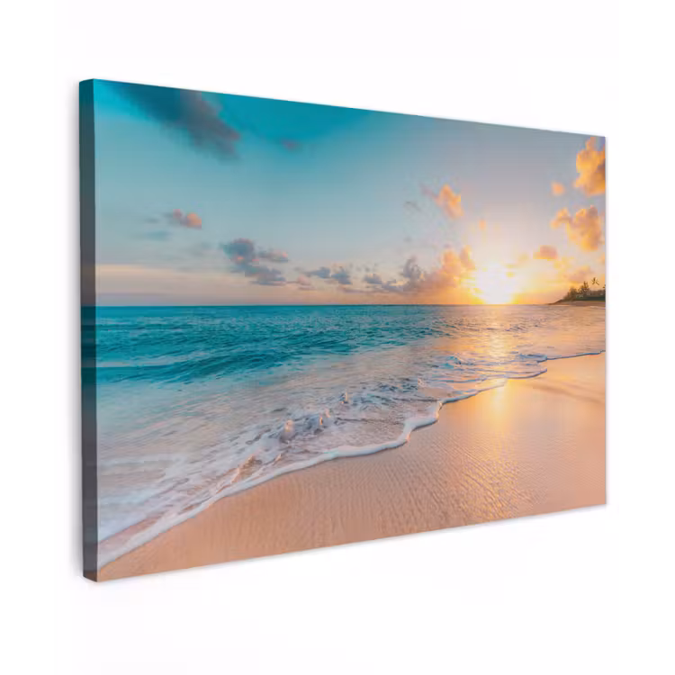 Zonsondergang - Strand - Zee - Zomer - Blauw canvas 2cm klein -z3d