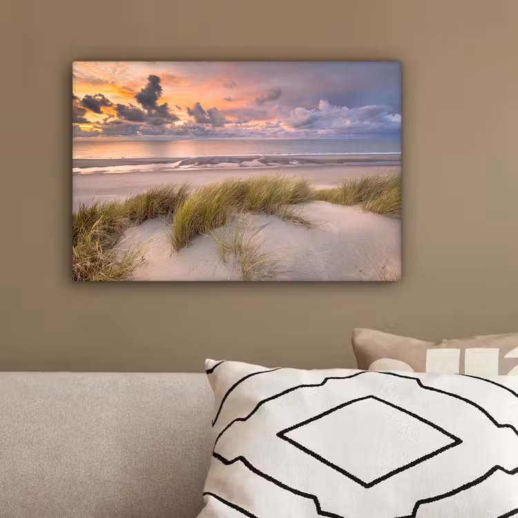 Zonsondergang - Duin - Strand - Planten - Zee canvas 2cm klein -sfeer3