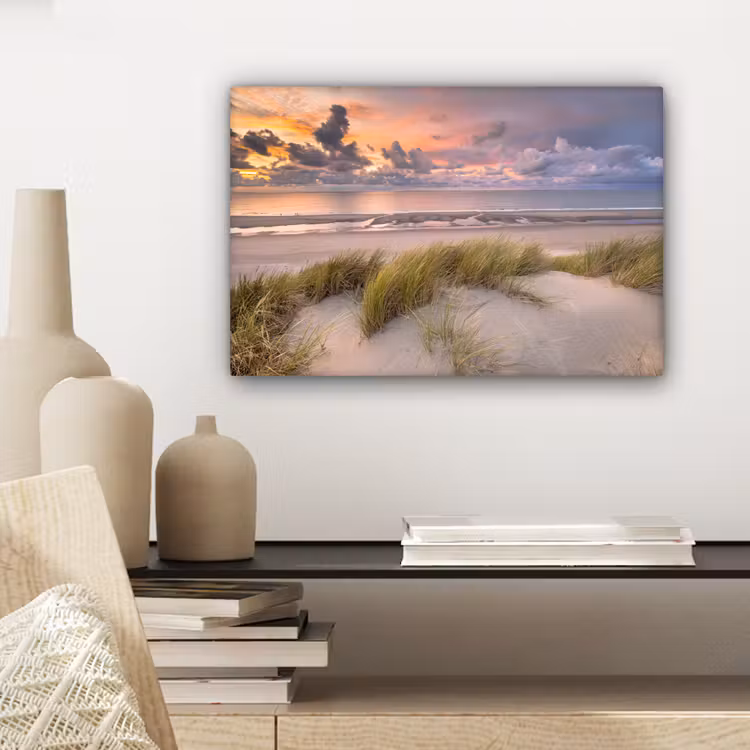 Zonsondergang - Duin - Strand - Planten - Zee canvas 2cm klein -sfeer6
