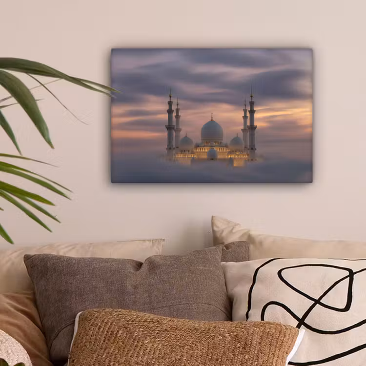Zonsondergang - Moskee - Wolken canvas 2cm klein -sfeer1