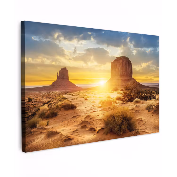 Zonsondergang - Rots - Landschap - Horizon canvas 2cm klein -z3d