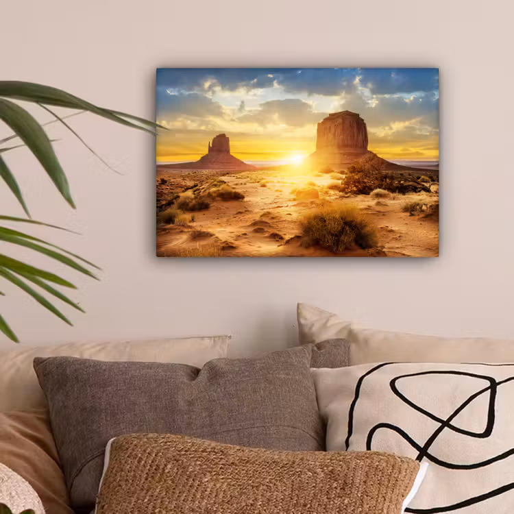 Zonsondergang - Rots - Landschap - Horizon canvas 2cm klein -sfeer1