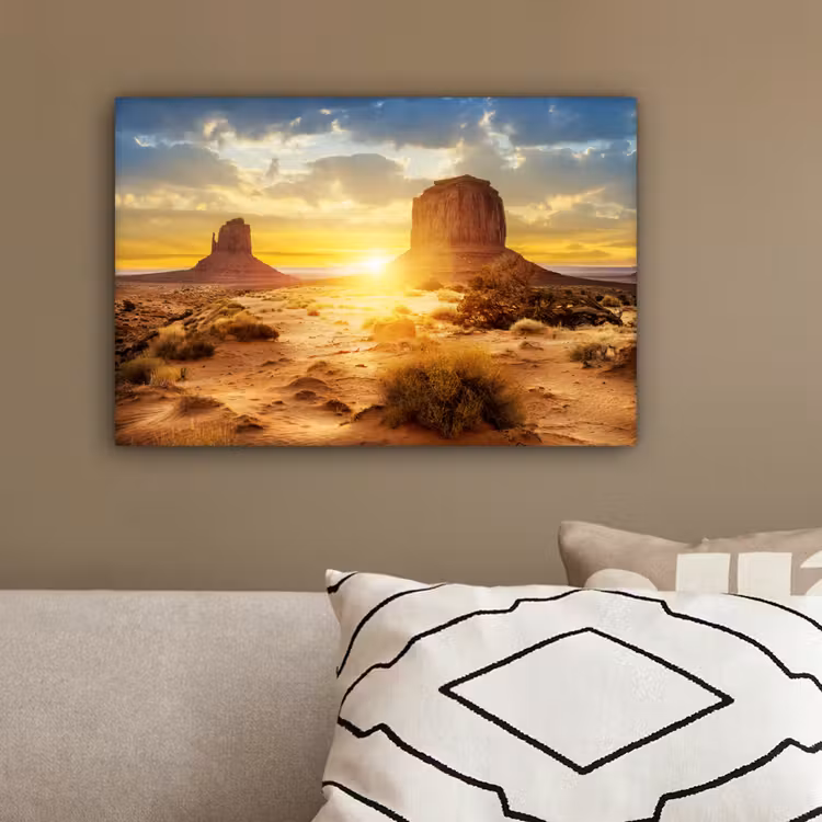 Zonsondergang - Rots - Landschap - Horizon canvas 2cm klein -sfeer3